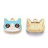 Light Gold Plated Alloy Kitten Pendants X-ENAM-T009-41A-1