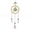 Glass Beads Wire Wrapped Brass Christmas Tree Pendant Decoration HJEW-TA00235-1