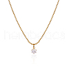 Simple Stainless Steel Pave Clear Cubic Zirconia Round Pendant Necklaces for Women's Daily Wear TJ1093-2-2