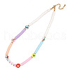 Christmas Theme Glass & Imitation Pearl & Brass LOVE Heishi Beaded Necklaces GF3195-8-1