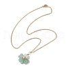 Natural Green Aventurine Clover Pendant Necklaces NJEW-JN05132-02-4