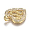 Brass Micro Pave Clear Cubic Zirconia Pendants ZIRC-A011-12G-3