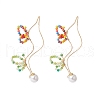 Glass Beaded Butterfly Cuff Earrings with Acrylic Pearl EJEW-JE04828-3