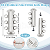 Beebeecraft 4Pcs 304 Stainless Steel Slide Lock Clasps STAS-BBC0005-72P-01-2