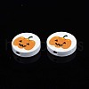 Halloween Printed Natural Wood Beads WOOD-T021-92-3