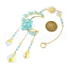 Natural Aquamarine & Glass Pendants Decoration HJEW-JM01479-04-3
