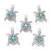Synthetic Turquoise & Acrylic Beaded Flower Sea Animal Pendants PALLOY-JF03830-1