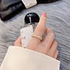 Brass Micro Pave Clear Cubic Zirconia with Plastic Pearl Cuff Rings for Women FS-WGA4F6C-01-4