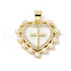 Brass Micro Pave Clear Cubic Zirconia Pendants KK-P294-16G-1