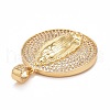 Rack Plating Brass Micro Pave Clear Cubic Zirconia Pendants KK-M229-01G-3