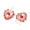 Heart with Mushroom Handmade Lampwork Dangle Earrings EJEW-MZ00450-01-4