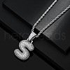 Brass Micro Pave Clear Cubic Zirconia Chunky Initial Pendant Necklaces WG24EA8-19-1