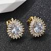 Brass Micro Pave Clear Cubic Zirconia Stud Earrings EJEW-C139-03G-2