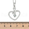 Brass Micro Pave Clear Cubic Zirconia Heart Snake Pendants Necklaces NJEW-K280-04P-3