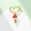 Brass Enamel Open Cuff Rings for Women RJEW-U057-25G-2