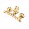 Rack Plating Brass Micro Pave Clear Cubic Zirconia Heart Connector Charms KK-G456-01G-03-3