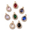 Brass Micro Pave Clear Cubic Zirconia Pendants KK-C062-021G-1
