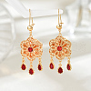 Alloy Cubic Zirconia Flower Tassel Hoop Earrings ZX0085-1-1