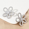 Flower Brass ABS Imitation Pearl Stud Earrings EJEW-M082-07P-5