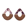 Transparent Resin and Walnut Wood Pendants RESI-T057-07H-2