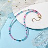 Faceted Round Natural Agate(Dyed & Heated) Beaded Necklaces for Women NJEW-JN04659-05-3