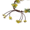 Electroplated Natural Olive Jade Chip Bead Braided Bead Bracelets for Women BJEW-TA00610-03-4