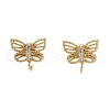 Brass Micro Pave Cubic Zirconia Stud Earrings Finding KK-K364-05G-1