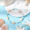 Turtle Cross Synthetic Turquoise & Magnesite & Glass Seed Braided Beaded Adjustable Anklets AJEW-AN00652-1