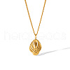French Style Hollow Leaf Stainless Steel Stud Earrings & Pendant Necklaces & Cuff Rings Sets for Women YL4840-1-5