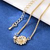 Brass Micro Pave Cubic Zirconia Birthday Flower Link Bracelets BJEW-U031-01G-04-3