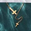 304 Stainless Steel Cross Pendant Necklaces for Women NJEW-Z065-05G-3