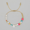 Shell Letter Charm Bead Bracelets ZZ0793-2-1