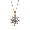 Glass Seed Beads & Handmade Evil Eye Lampwork Star Pendant Necklaces NJEW-MZ00098-02-2