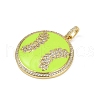 Brass Enamel & Micro Pave Cubic Zirconia Pendants KK-M322-06G-01-2