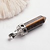 Bullet Brass Gemstone Pointed Pendants G-F218-10B-2