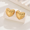 Irregular Stainless Steel Texture Heart Stud Earrings UG0666-3