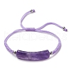 Curved Rectangle Natural Amethyst Adjustable Nylon Cord Braided Bead Bracelets for Women Men BJEW-JB10280-04-1