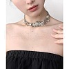 Sun Heat Button Stainless Steel & Acrylic & Plastic Imitation Pearl Choker Necklaces FS-WG98DB1-01-4