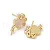 Brass Micro Pave Cubic Zirconia with Shell Stud Earring Findings KK-Z115-02G-2