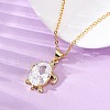 Brass Pave Clear Cubic Zirconia Sea Animal Pendant Necklaces NJEW-L184-02A-G-3