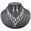 Horse Eye Alloy Crystal Rhinestone & Plastic Pearl Chain Necklaces & Stud Earrings Sets FS-WG3003B-02-2