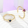 Mother's Day Rings Brass Micro Pave Cubic Zirconia Cuff Rings RJEW-M138-11G-1