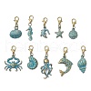 10Pcs Ocean Series Alloy Pendant Decorations HJEW-JM03362-2