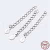 925 Sterling Silver End with Extender Chains and Teardrop Charms STER-F036-26S-48mm-3