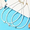 3Pcs 3 Colors Dyed Synthetic Turquoise Starfish & Glass Seed Beaded Necklaces NJEW-JN05330-1