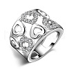 Heart Pattern Brass with Crystal Rhinestone Finger Rings for Women FS-WGDA7BB-03-4