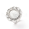 Vintage Adjustable Iron Flower Finger Ring Components Alloy Cabochon Bezel Settings X-PALLOY-O036-19AS-1