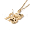 Initial Letter with Butterfly Pendant Necklace NJEW-C026-01G-R-3