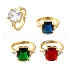 Brass Micro Pave Cubic Zirconia Finger Rings for Women RJEW-F181-11G-2