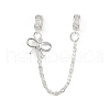 Brass Pave Clear Cubic Zirconia European Safety Chains with Charms KK-L236-15B-S-1